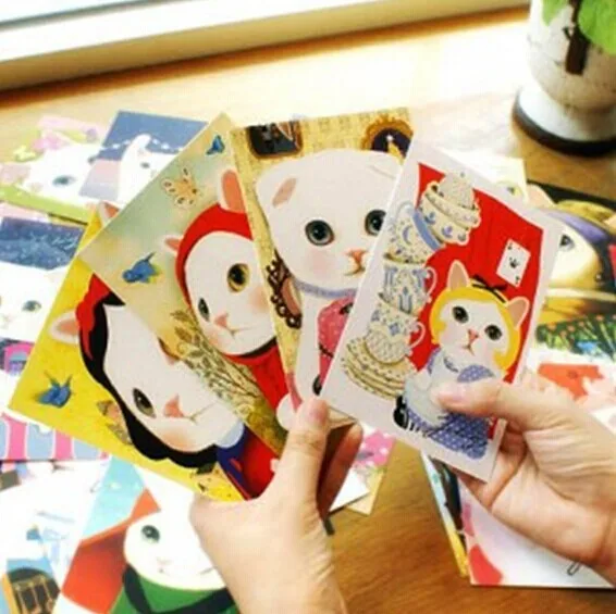 10 шт. новый случайный Jetoy Корея милый белый кот кавайная открытка K1273