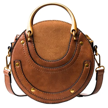 

women handbags 2019 PU Leather Cirular Lady Handbag Shoulder Bag Solid Color Messenger Bag Women