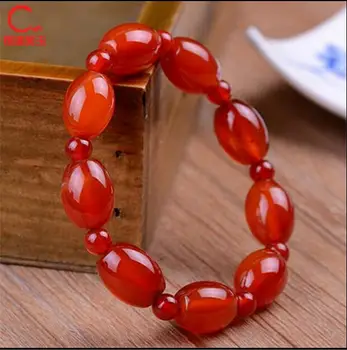 

fine jewelry Fashion Crystal Design Natural Onyx Bracelet Red Agat e Charm Bracelets Popcorn Chain Jewelry For men Women