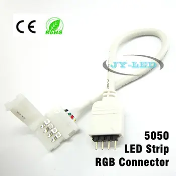 

20pcs/lot 10mm 4 pin LED Strip RGB Connector, With Male needle Connector For 5050 RGB Strips free shipping.