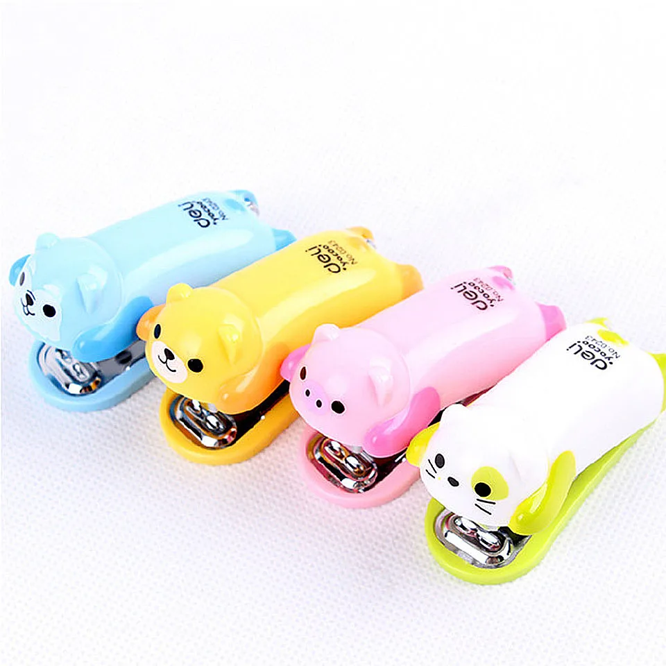 Cartoon Mini Cute Office Stapler ,4pcs 4 Color Deli 0542 pocket student