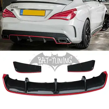 

R Type Red Line Carbon Fiber Diffuser For Mercedes W117 CLA Class CLA200 CLA220 CLA250 CLA45 AMG Revozport Rear Bumper Lip 13-17