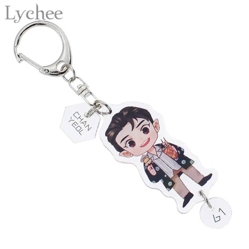 

Lychee Cute Acrylic Kpop Star EXO Key Chain Unisex Figure Character Key Chain Fashion Women Men Fans Key Chains Gifts