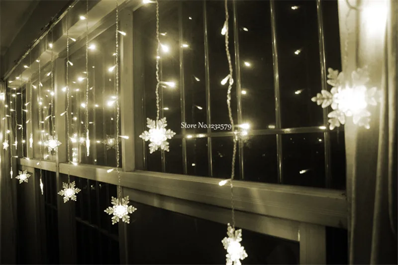 3,5 м 100SMD 18P светодиодный светильник в виде снежинки, занавески, гирлянды, новогодний сад, Рождество, Свадебная вечеринка, потолочное украшение 110 В/220 В