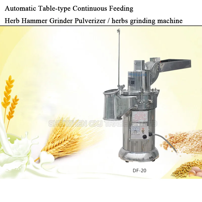 

Automatic Table-type Continuous Feeding Herb Hammer Grinder Pulverizer / herbs grinding machine 20kg/hour DF-20