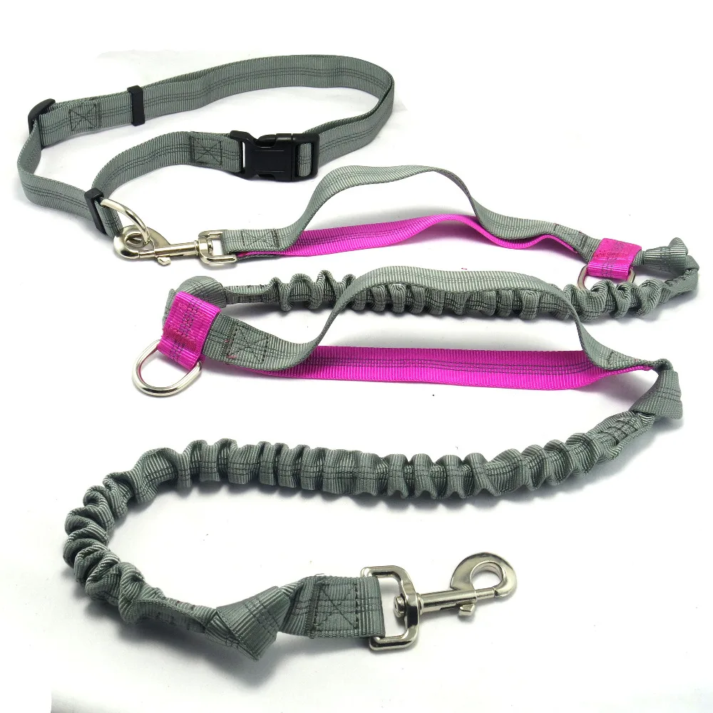 Hand Free Dog Leash, Bungee Dog Pet Lead with 2 Handles & 2D Rings, Reflective Stitching, Hand