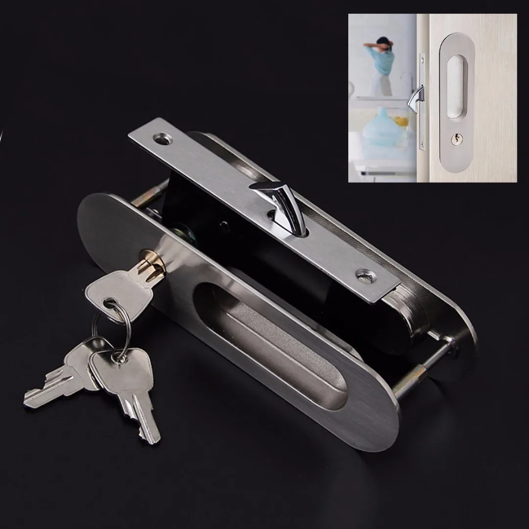 High Quality Recessed Invisible Handle Door Cabinet  Lever Mortise Lock Bathroom Kitchen Balcony Sliding Door Lock Mayitr