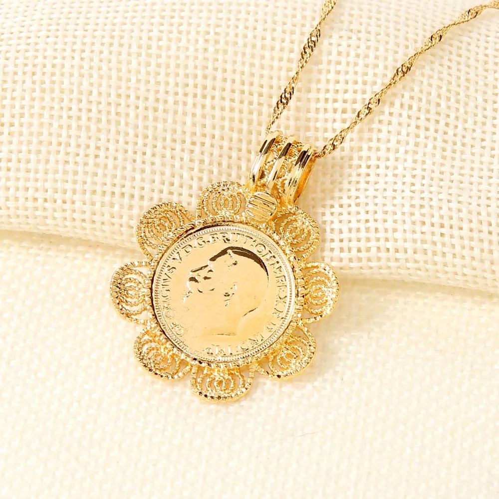 Эфиопская монета крест кулон ожерелье ювелирные изделия 22 к золото цвет африканский Эритреей Habesha Свадебные невесты монета кулон ювелирные изделия