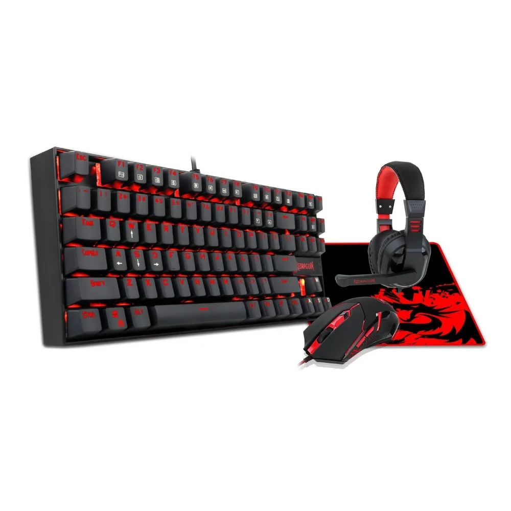 

Redragon K552 Combo Mechanical Gaming Keyboard Mouse and Mouse Pad PC Gaming Headset with Microphone LED Backlit 87 key Keyboard