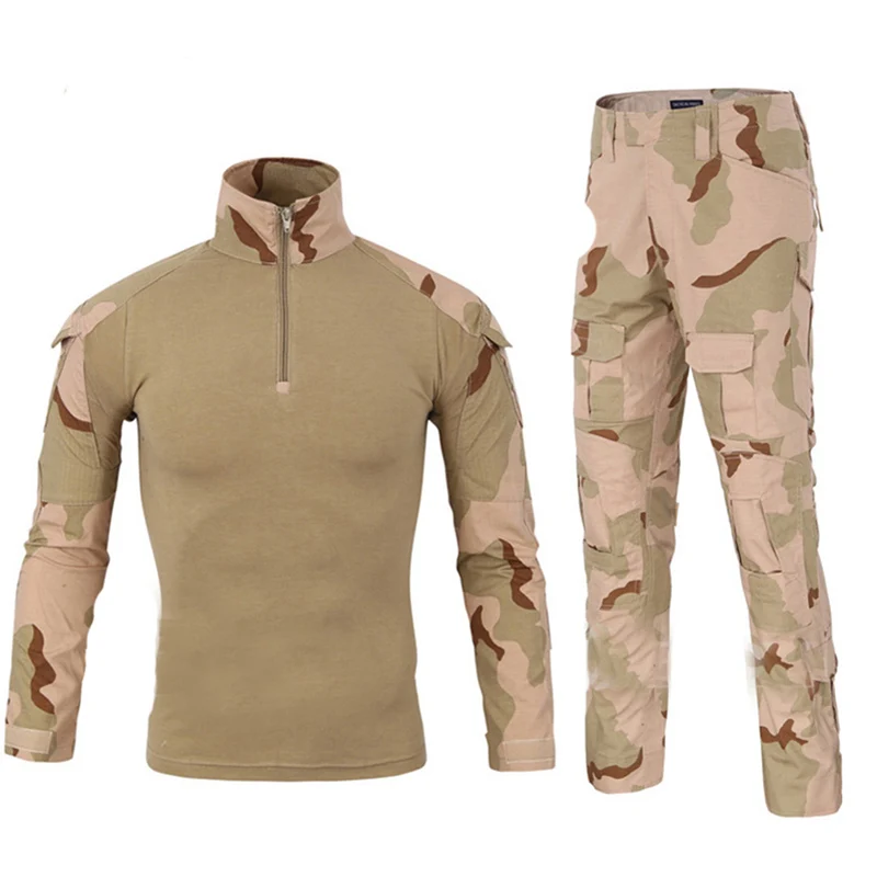 Пейнтбол тактическая камуфляжная военная форма Военная Маскировочная костюм военная одежда для охотника и рыбалки рубашка и брюки - Цвет: Desert Camo
