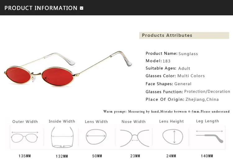 MINIMUM Small Oval Sunglasses for men male retro metal frame clear len yellow red vintage small round sun glasses for women 2018zz01 (1)