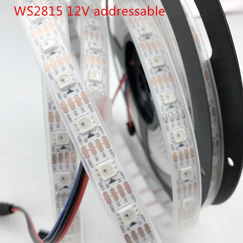 

DC12V WS2815(WS2813 Update) RGB 5050 Led Pixel Strip,Individually Addressable White/Black PCB 30/60/144LEDS/M Led Strip Light
