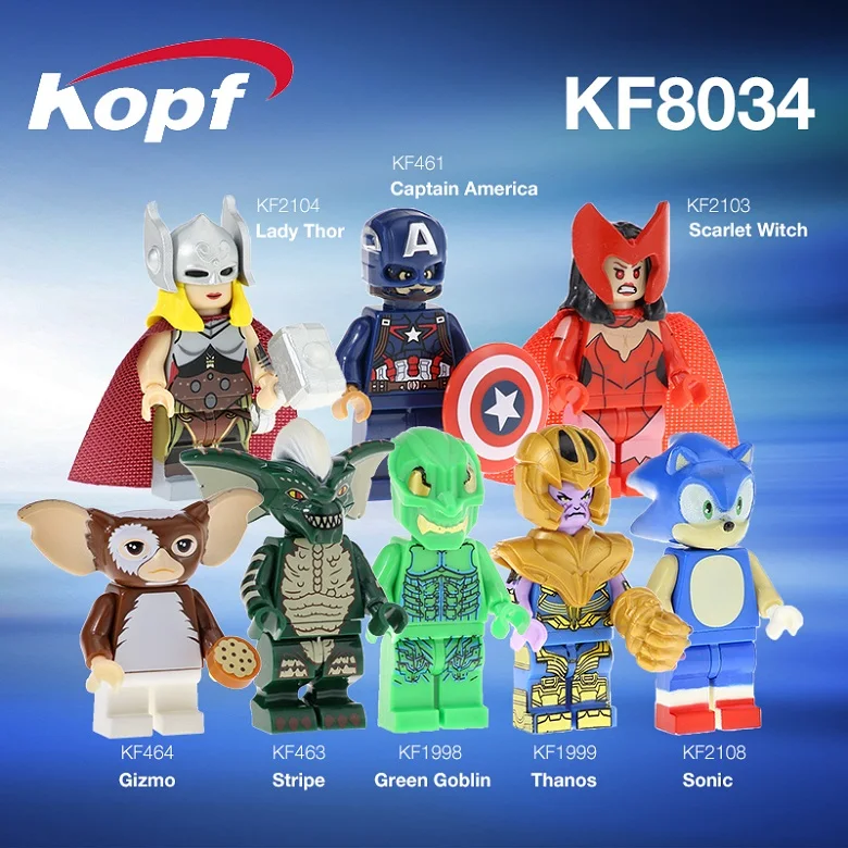 

Single Sale Stripe Gremlins Figure Super Heroes Scarlet Witch Thans Green Goblin 71256 Building Blocks Children Gift Toys KF8034
