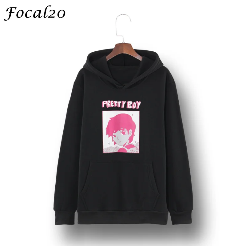 

Focal20 Harajuku Cartoon Boy Print Women Fleeces Hoodies Autumn Winter Oversize Velvet Hooded Sweatshirt Pullover Streetwear