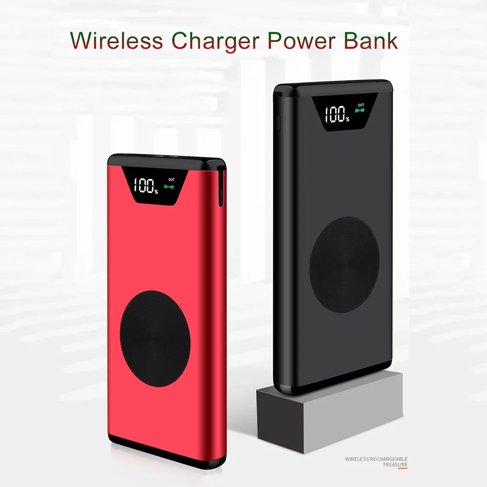 High Power Bank 20000mah 2 in 1 Qi Wireless Charger Universal Portable Power bank for iPhone X/8 For Samsung S9/S8 For xiaomi