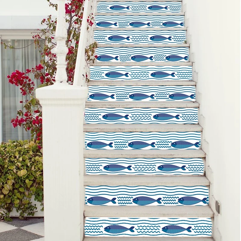 6PCS Stair Decal Self Adhesive 3d Vinyl Wallpaper PVC DIY Stairs