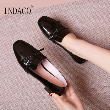 

2019 Women Leather Flat Shoes Comfortable Brogue Casual Shoes 2.5cm Big Size 34-42 Women Loafers