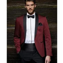 Бордовый пиджак+ брюки мужской костюм Slim Fit одной груди мужской костюм s Последние Пальто Штаны Свадебная вечеринка Блейзер смокинг для жениха Costum Made