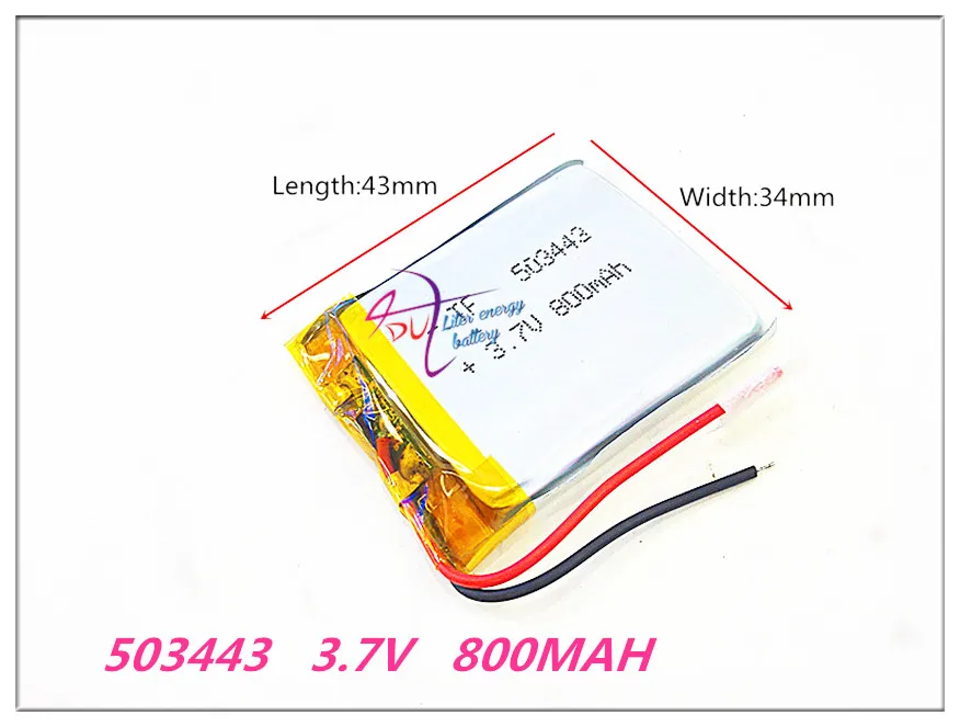 503443 3.7V 800MAH Lithium Polymer Li-Po li ion Rechargeable Battery cells For Mp3 MP4 MP5 GPS mobile bluetooth | Электроника