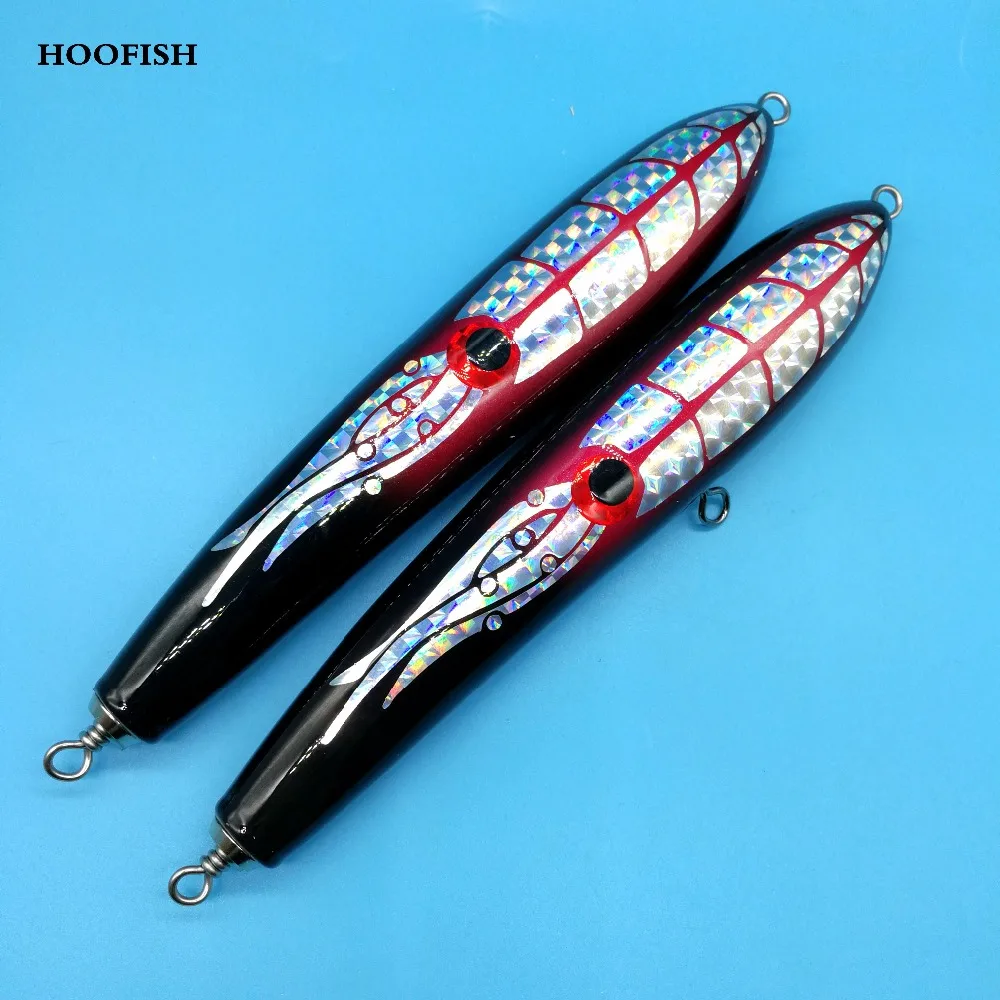 

HOOFISH 1PCS/LOT Wooden Stickbait GT Surface Trolling Lure 89G/20CM topwater hard lure Deep Sea Pencil Fishing lure