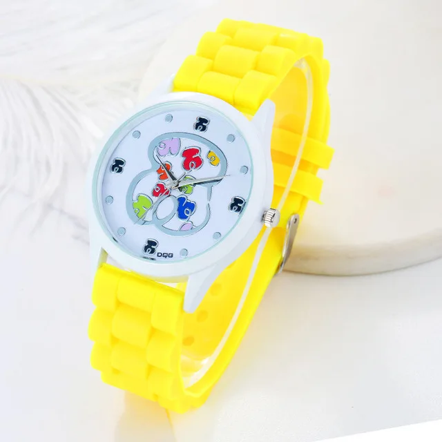 Роскошные брендовые Силиконовые кварцевые часы с медведем reloj mujer женские часы желе повседневные женские наручные часы Relogio Feminino - Цвет: Цвет: желтый