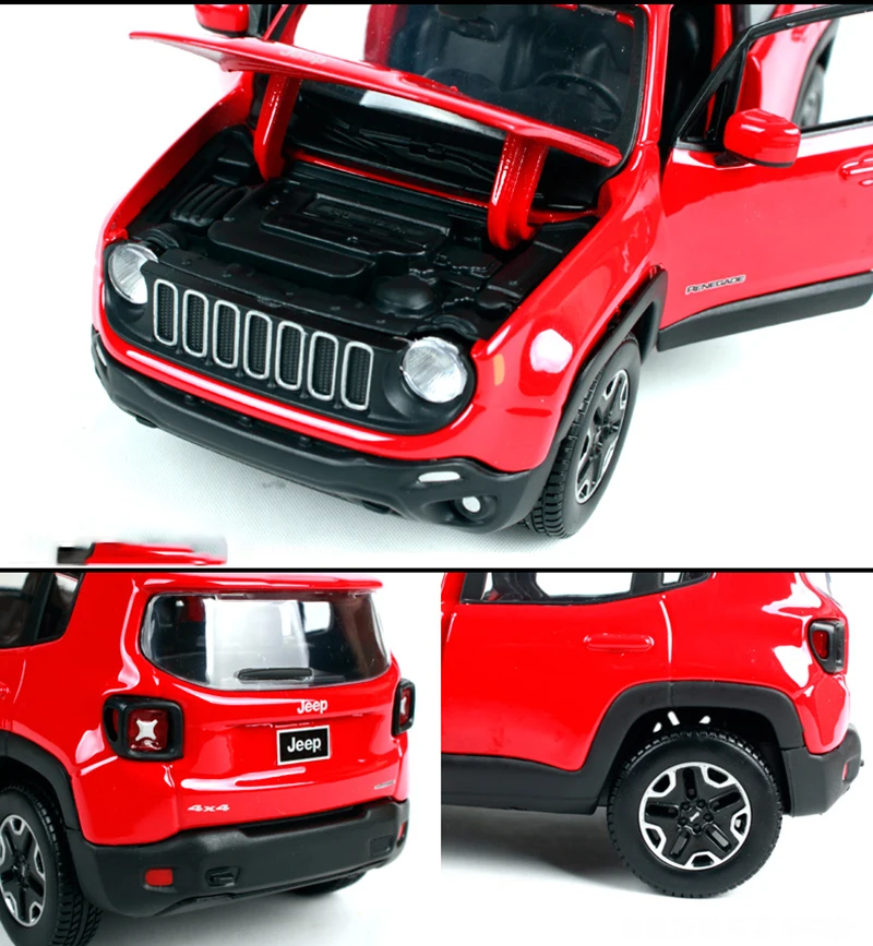 Коллекция 1/24 масштаб красный джип Ренегат Фристайл внедорожник автомобили спортивный гоночные автомобили сплава литья под давлением модели для маленьких мальчиков подарки игрушки