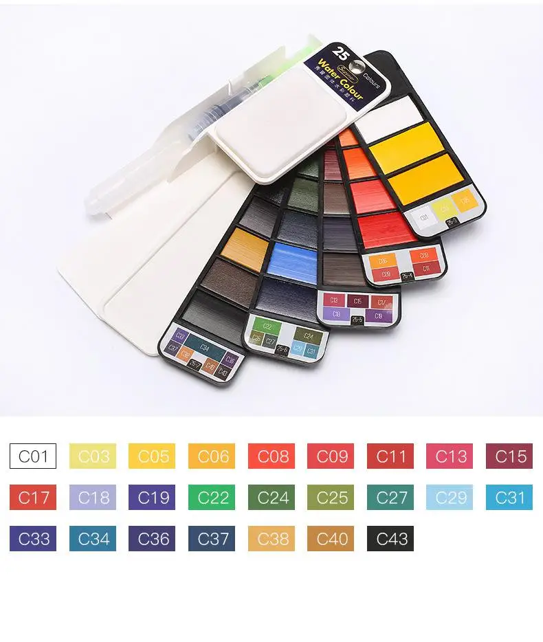 Conjunto de Pintura Sólida com Escova de Água Aquarela para Desenho Conjunto de Arte para Crianças Nova Qualidade Água Caneta Portátil Arte Suprimentos Cor 21 Water Color