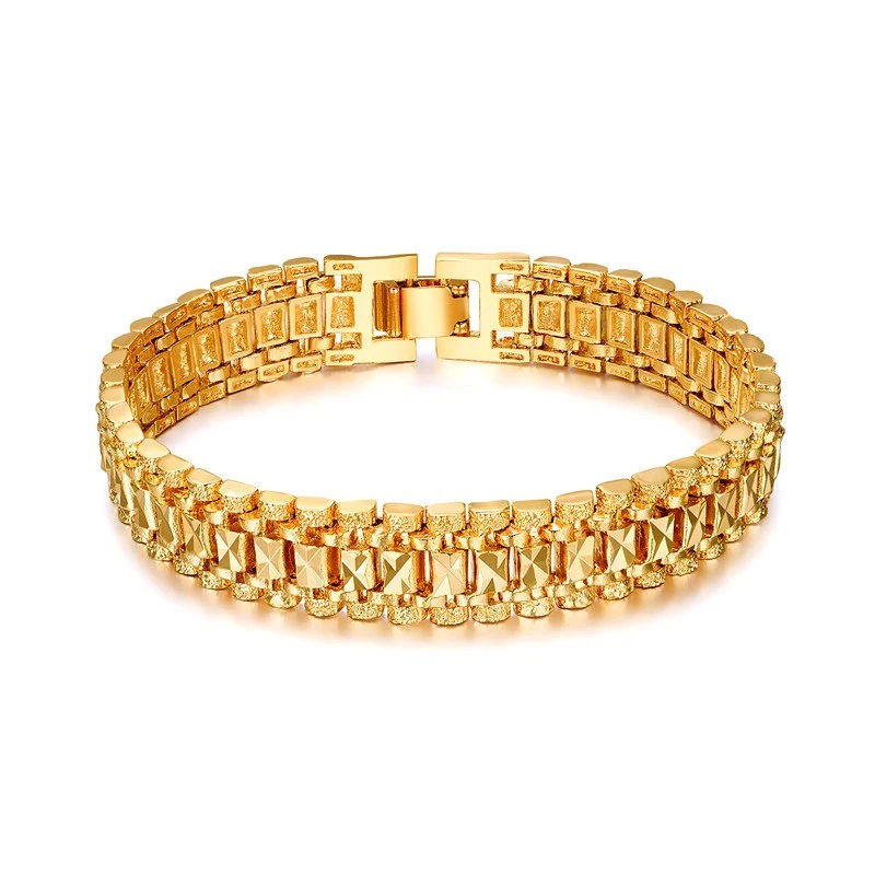 92BC Gold Bracelet Mens Bracelets Hand Chains Bangle Jewelry Men Fashion Gift