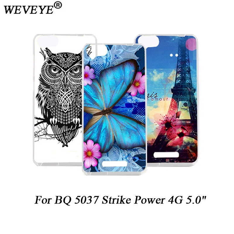 

High Quality Luxury Tiger Owl Rose Eiffel Towers patterns Case For BQ BQS 5037 Strike Power 4G 5.0 Inch Protective Cover