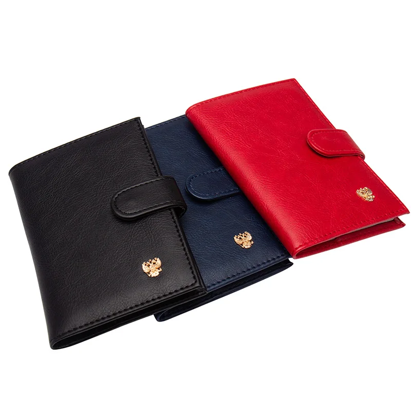 

Fashion New PU Leather Russian Emblem Logo Passport Cover For Women Men Leather Passport Case Card holder Passport Wallet Purse