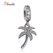 925 plata esterlina pavimenta la cz espumoso palm tree colgante con aaa zirconia cúbico para las mujeres pulseras joyería de diy que hace