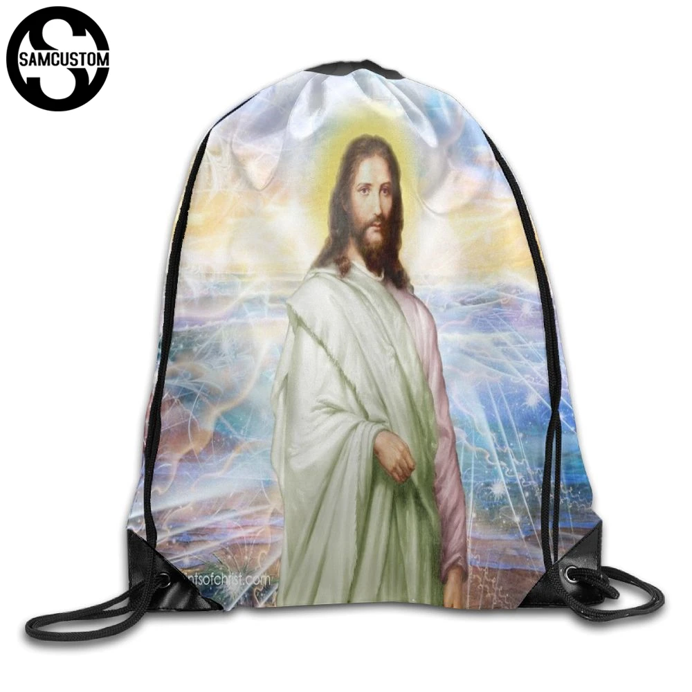 

SAMCUSTOM jesus christianity 3D Print Shoulders Bag Fabric Backpack men and women Port Drawstring Travel Shoes Dust Storage Bags
