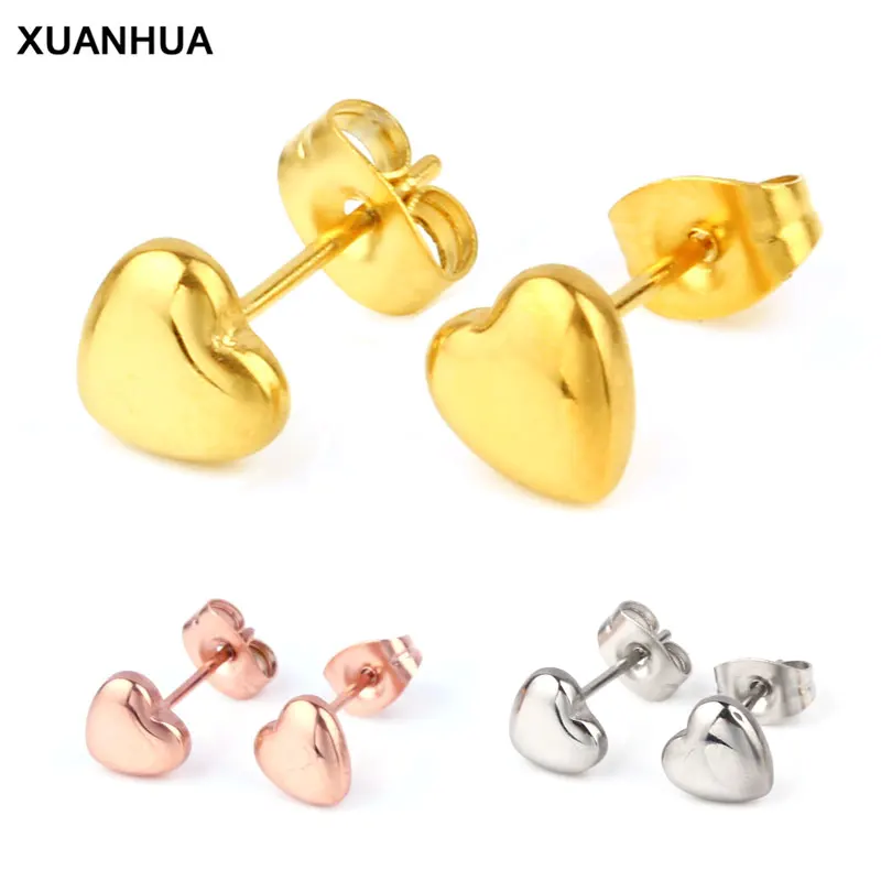XUANHUA, серьги в виде сердца из нержавеющей стали, модные ювелирные изделия, серьги-гвоздики для женщин, ювелирные изделия, серьги,, Женские аксессуары