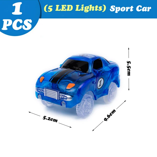 Magical Tracks Luminous Racing Track Car With Colored Lights DIY Plastic Glowing In The Dark Creative Toys For Kids 5LED Blue RacingCar