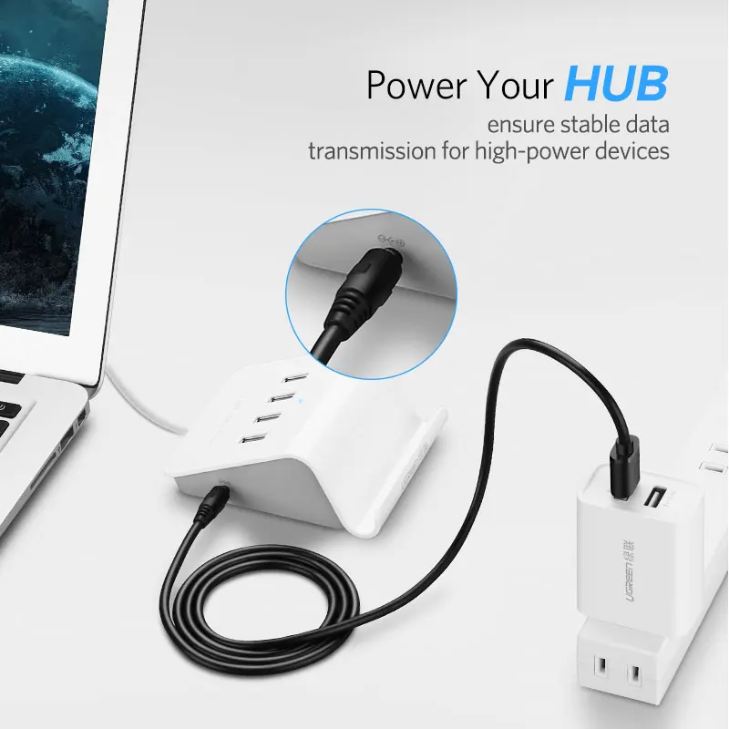 Ugreen USB to DC 3.5mm power cable USB A male to 3.5 jack connector 5V power supply charger adapter for fan cable