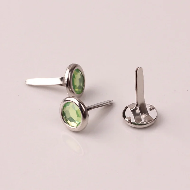 

8x12mm 50PCs/Lot Pattern Round Diamond Diy Brads Scrapbooking Embellishment Fastener Brad Metal Crafts Decoration