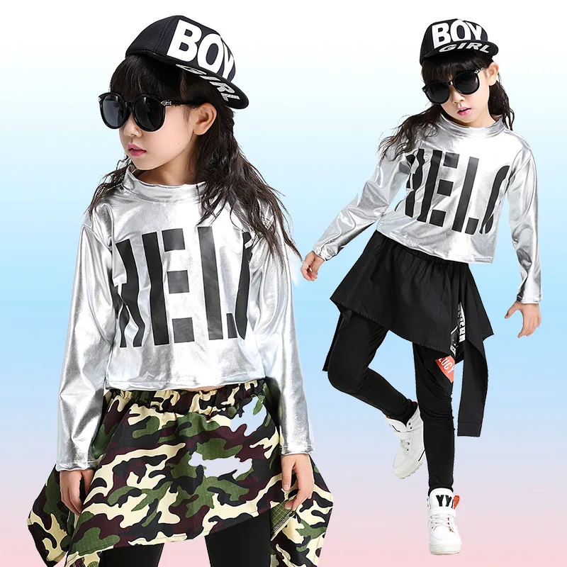 2018 New Style Fashion Children Street Dance Clothing Kids Girls Hip