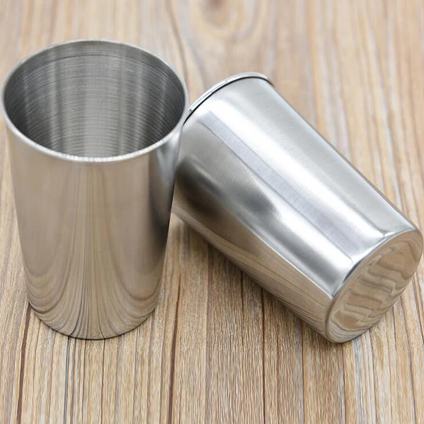 1pc 300ml Drinking Glass Stainless Steel Shot Glasses Cups Wine Beer