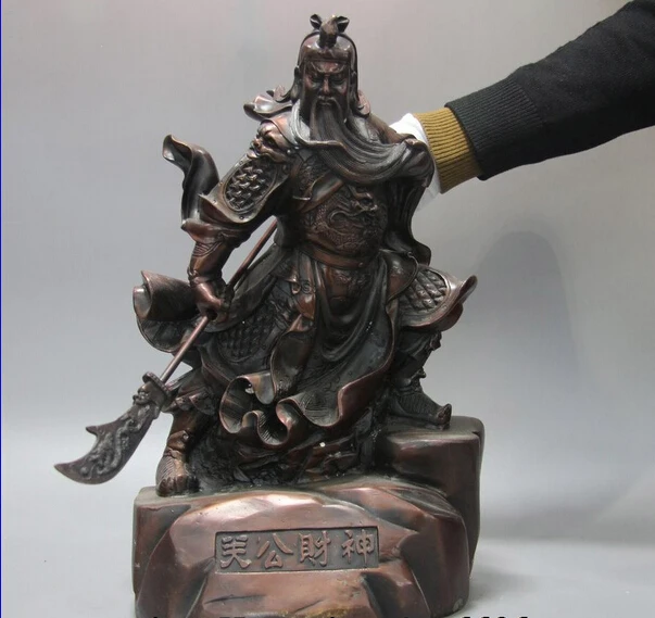 

Collectible bronze lion statue S0824 China Bronze Copper Dragon Warrior Mammon Money Guan Gong Yu Buddha Sword Statue (B0328)