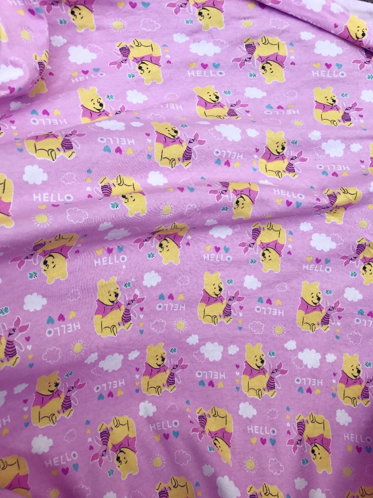 

Cartoon Pooh Bear Piglet elasticity double knitted cotton fabric For Sewing diy Patchwork girl shirt clothes 50*165cm