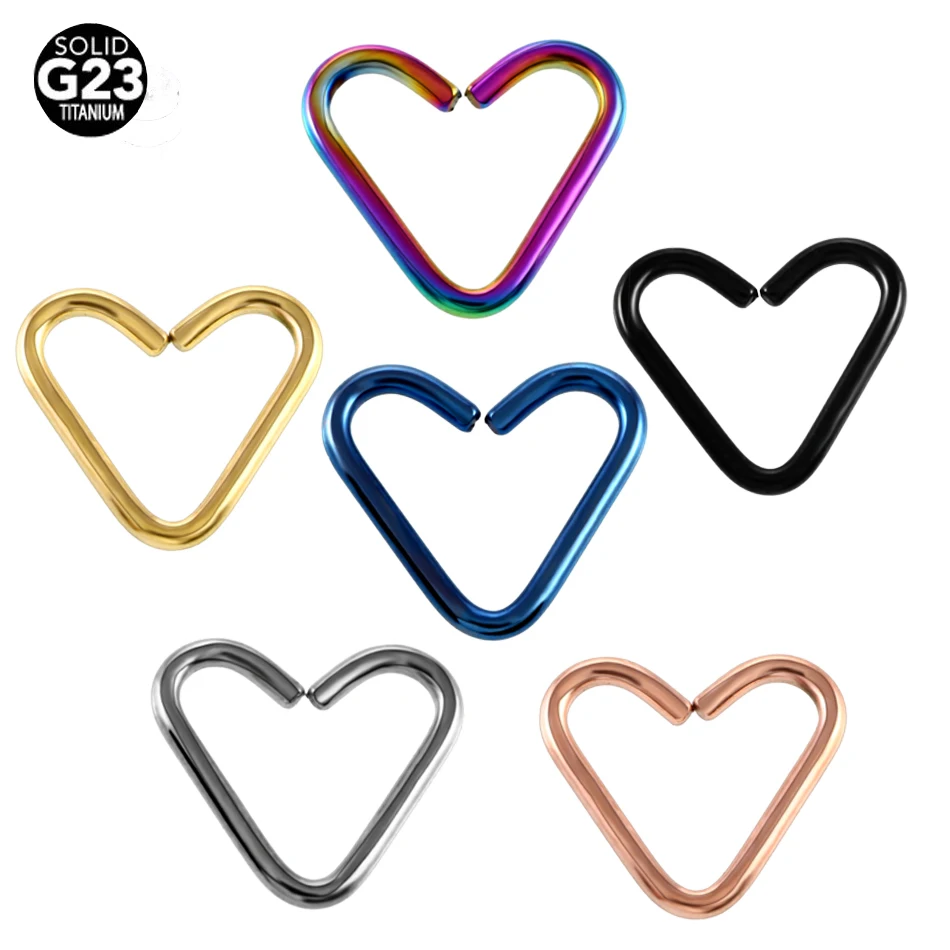 

1pc G23 Titanium 16G Heart Shape Ear Tragus Daith Ring Tragus Ear Piercing Cartilage Orbital Piercing Body Jewelry Piercings