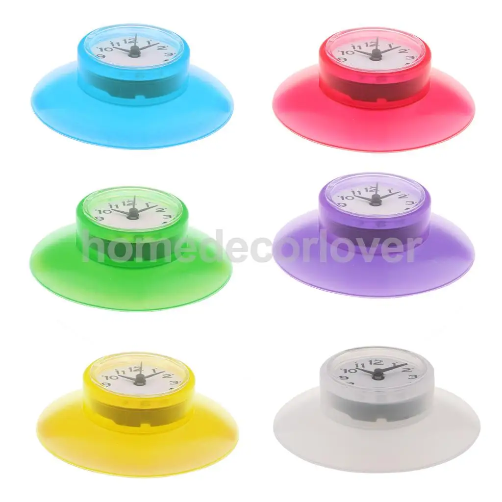 Waterproof Wall/Mirror/Glass/Fridge Sucker Cup Clock Bathroom Kitchen Shower Bath Wall Clock for Home Decoraion