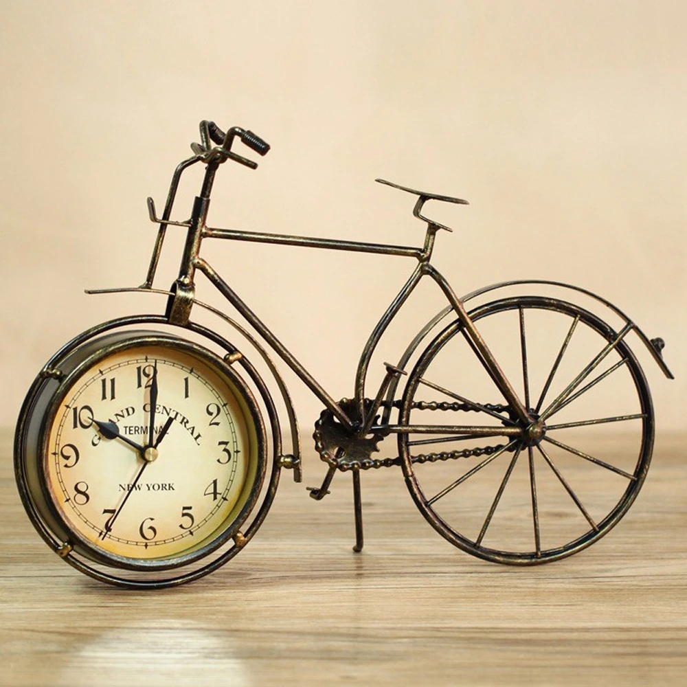 Metal bicycle desktop clock mute home decoration vintage table clock horloge frozen reloj Metal bicycle desktop clock mute home decoration vintage table clock horloge frozen reloj
