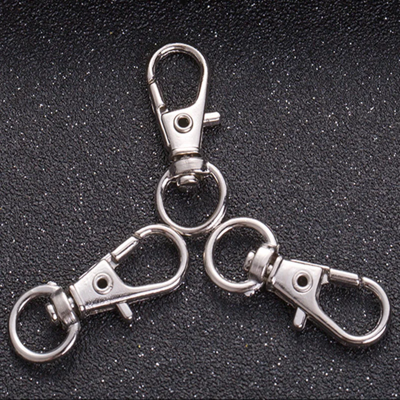 5PCS/Lot Silvery Clasps Popular Key Ring Keychains Making Key Hook DIY High Quality Clips Keychain Split Lobster Clasp