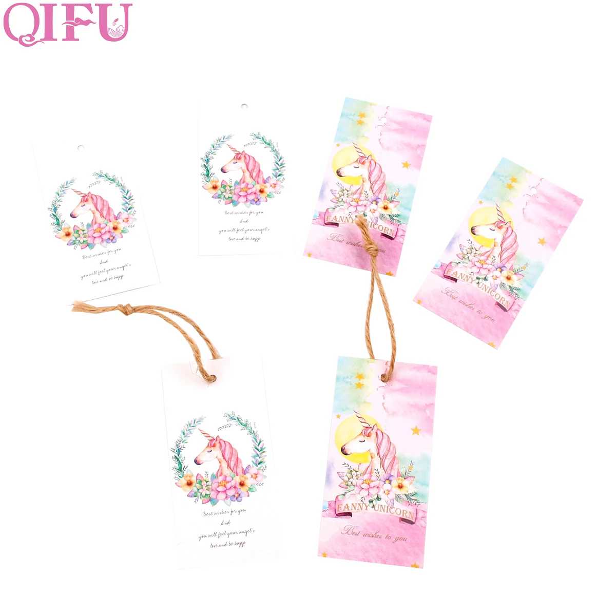 

QIFU 25Pcs Unicorn Paper Candy Bag Tag Sign Unicornio Label Holder Hang Gift Box Packging Label Birthday Party Favors Wedding