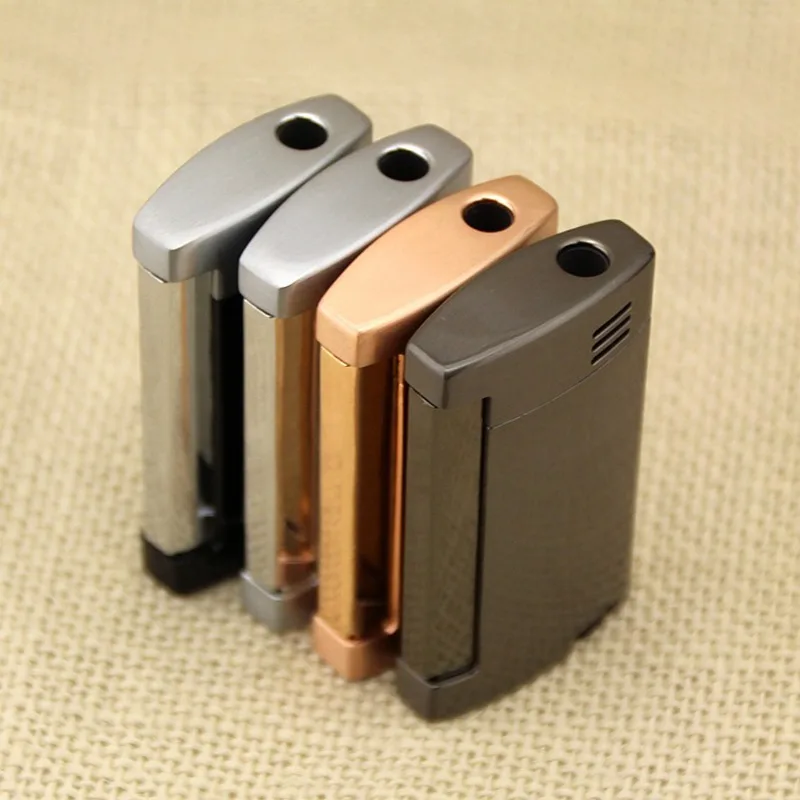

Side Press Ignite Metal Refillable Jet Gas Lighter Cigarette Smoking Accessories Inflated Butane(Not Include) Random Color