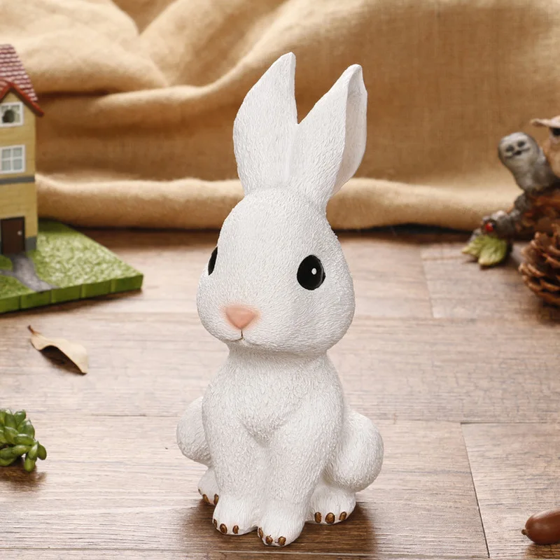 Super Cute Big Rabbit Save Money Piggy Bank Small and Medium Ornaments Three-color Resin Process | Дом и сад