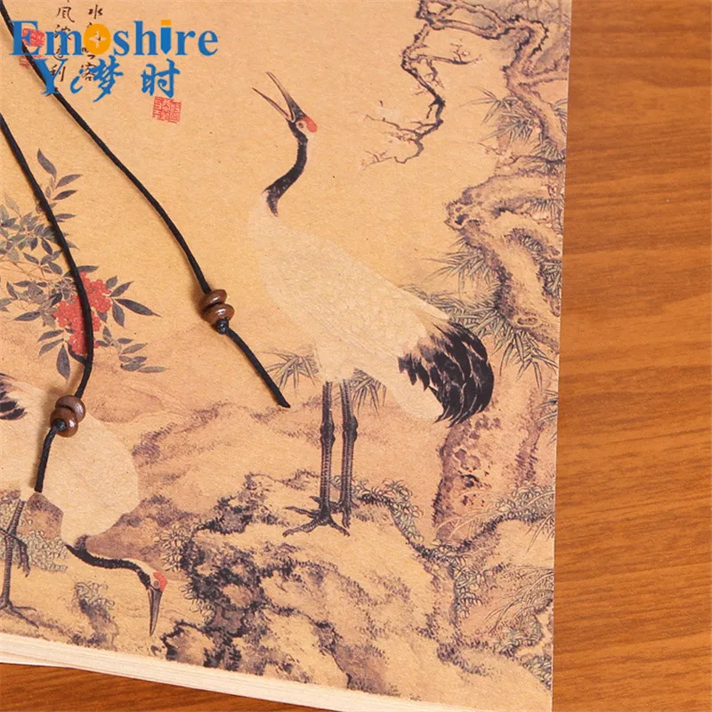 Кран древний Китай Ландшафтная серия искусство для начинающего художника крафт-бумага пустой Блокнот Книга заметок Ретро винтажный