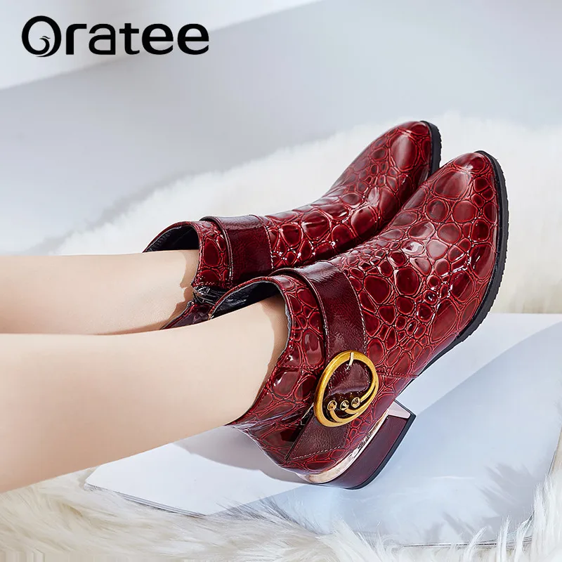 

women boots autumn winter new sexy fashion patent-leather zip pointed toe ankle boot black blue red high-heeled Martin shoes