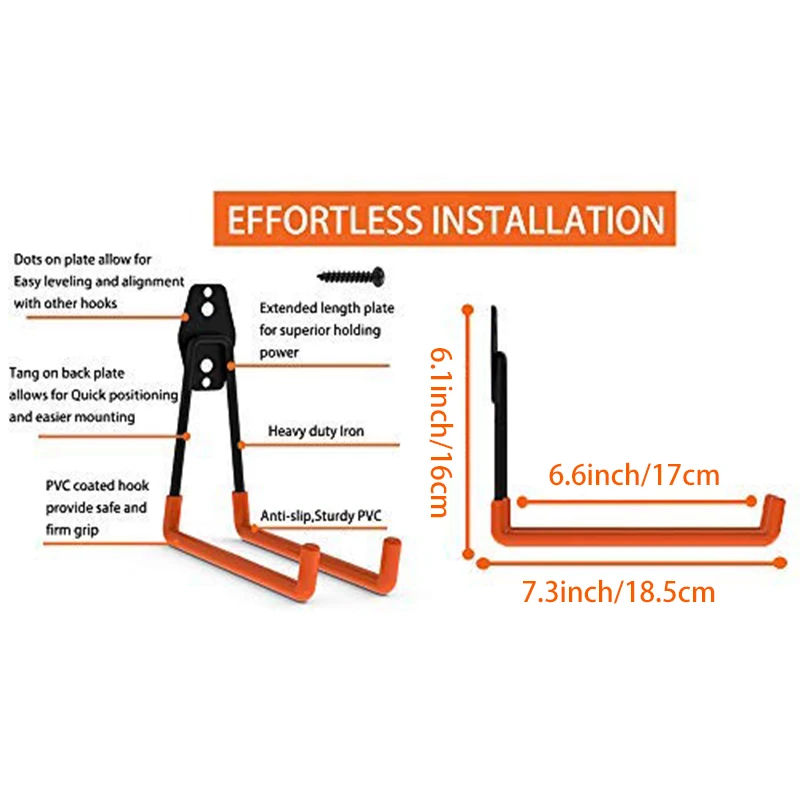 

Garage Storage Utility Double Hook, Heavy Duty Storage Tool, Long U-Shaped Hook (3 Pieces, 6.1 X 7.3 X 6.6 Inch)